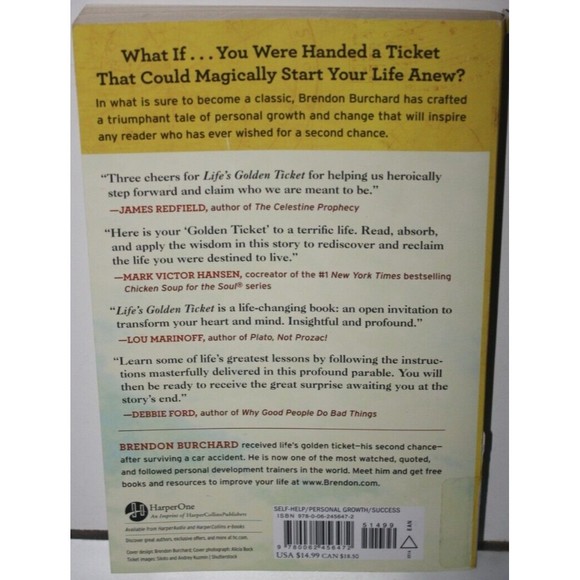 3/$15 Life's Golden Ticket: A Story about Second Chances by Brendon Burchard PB - Picture 3 of 3